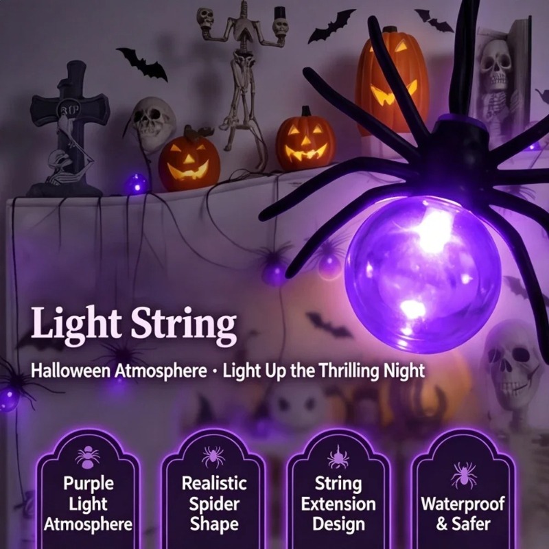 Outdoor Lighting Decoration - Guirlandes lumineuses LED en forme d'araignée