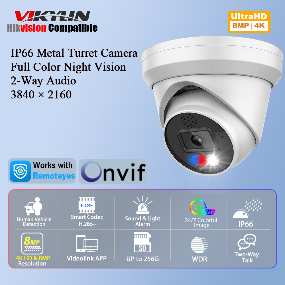 Outdoor Lighting Options - Caméra IP Vikylin 4K 8MP avec