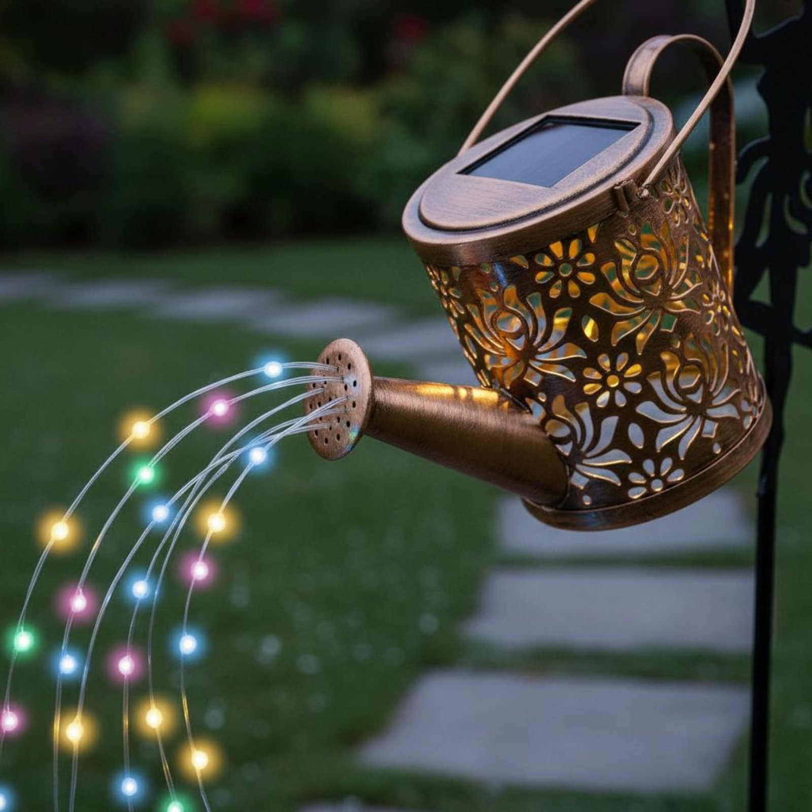 Outdoor Lighting Patio - Arrosoir solaire lumineux décoratif à projection,