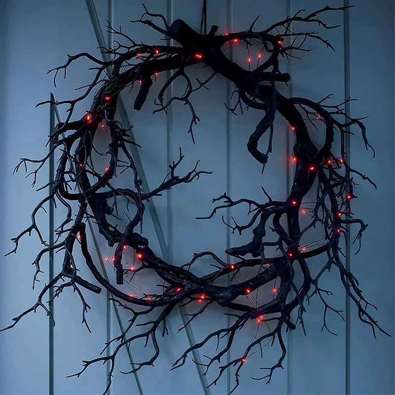 Outdoor Lighting On House - Couronne de Décoration d'Halloween avec Lumières