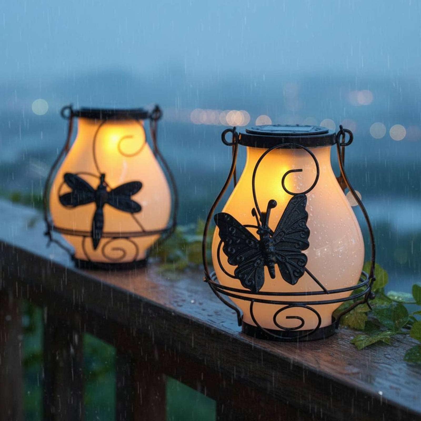 Outdoor Lighting Patio - Lanterne solaire en forme de papillon,