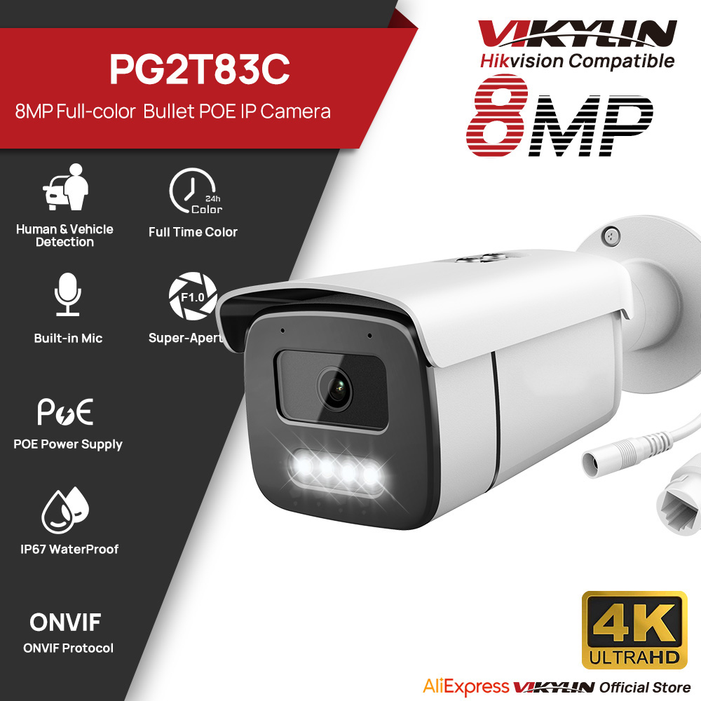 Outdoor Lighting Options - Caméra IP Bullet Vikylin 8MP Vision