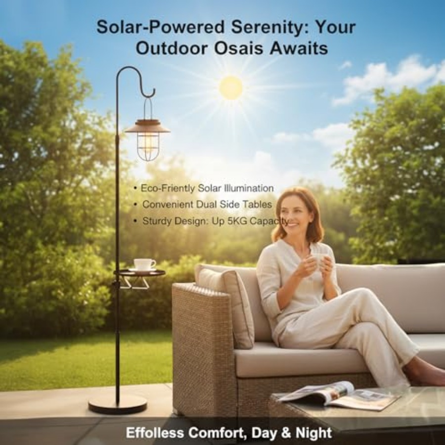 Lampadaire solaire avec table, - Outdoor Lighting Patio avis et prix