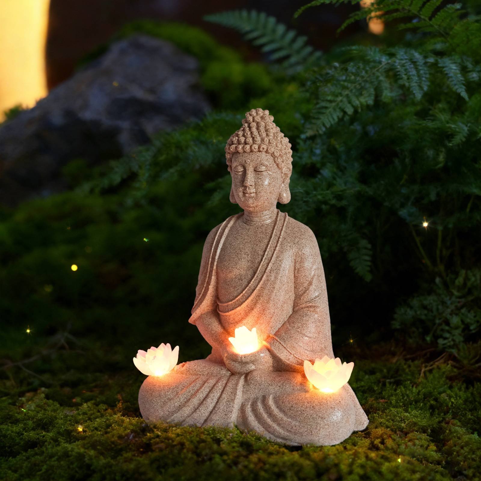 Statue de Bouddha Solaire Exté - Outdoor Lighting Patio avis et prix