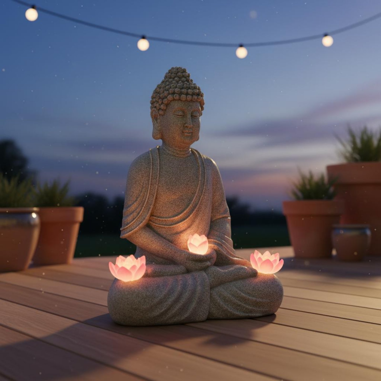 Statue de Bouddha Solaire Exté - Outdoor Lighting Patio avis et prix