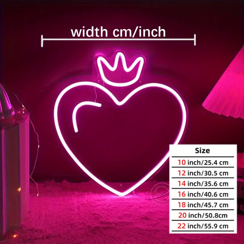 Enseigne néon LED Cœur Couronn - Outdoor Lighting Options avis et prix